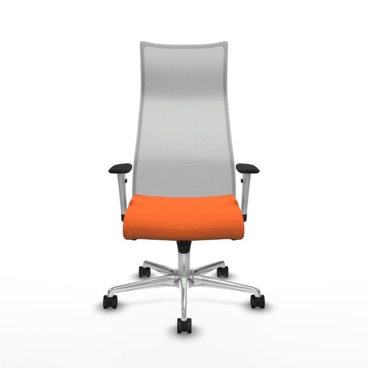 Albacete malla sincro malla blanca bali naranja brazos blancos base aluminio ruedas 65 mm nailon