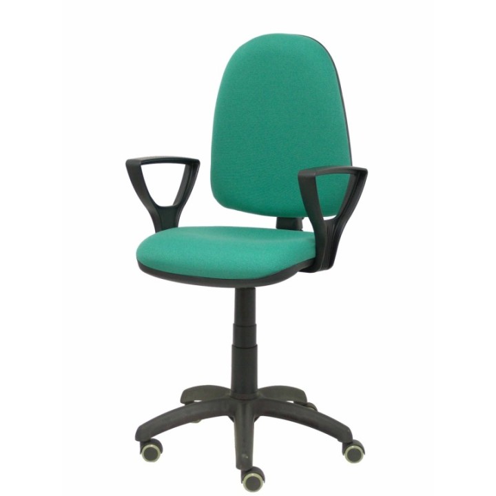 Silla Aýna bali verde esmeralda brazos fijos ruedas de parqué