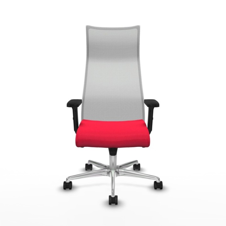 Albacete malla sincro malla blanca bali rojo brazos 2D base aluminio ruedas 65 mm nailon