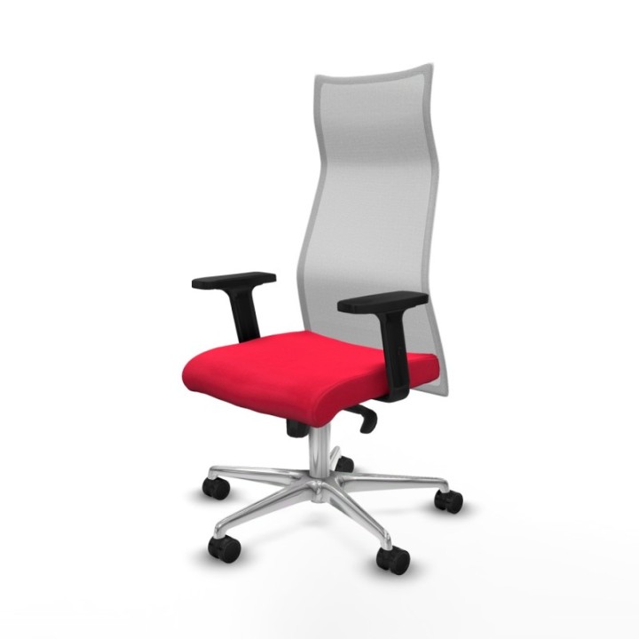 Albacete malla sincro malla blanca bali rojo brazos 2D base aluminio ruedas 65 mm nailon