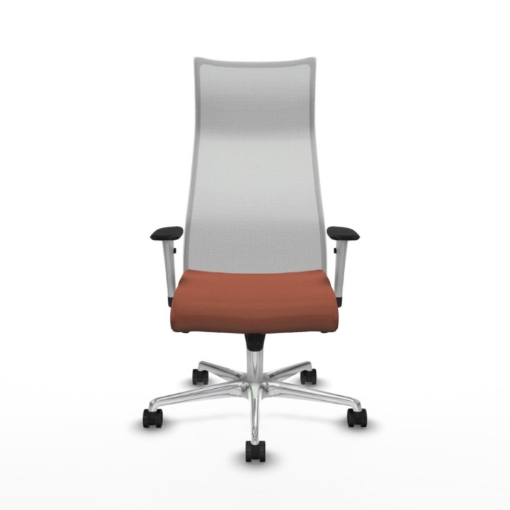 Albacete malla sincro malla blanca bali marrón brazos blancos base aluminio ruedas 65 mm nailon