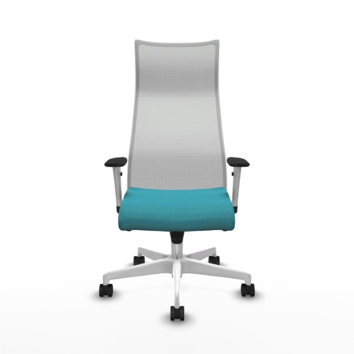 Albacete malla sincro malla blanca bali turquesa brazos blancos base blanca ruedas 65 mm nailon