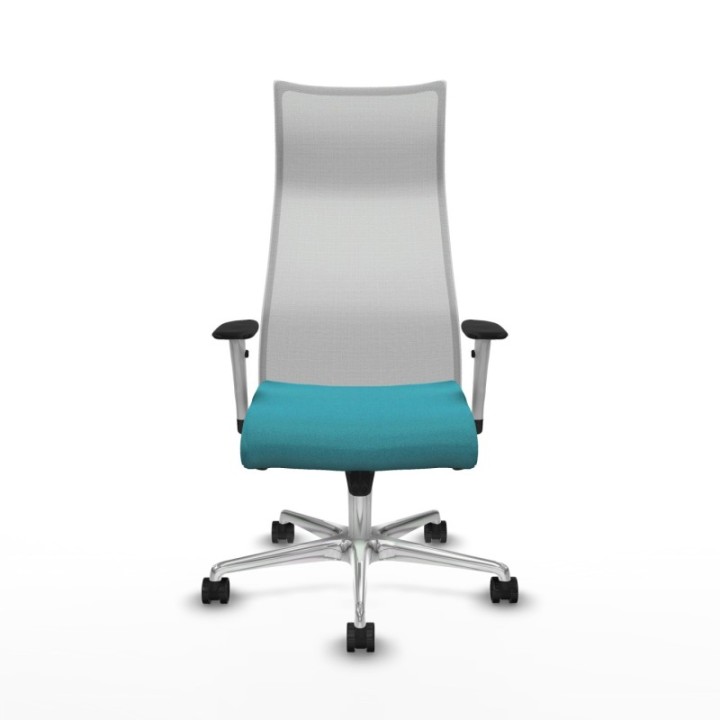 Albacete malla sincro malla blanca bali turquesa brazos blancos base aluminio ruedas 65 mm nailon