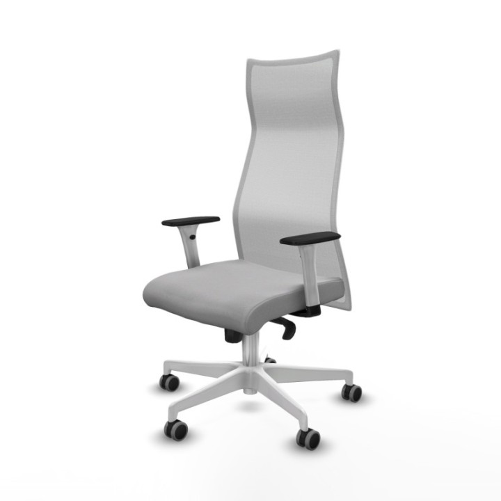 Albacete malla sincro malla blanca bali gris claro brazos blancos base blanca ruedas 65mm engomadas