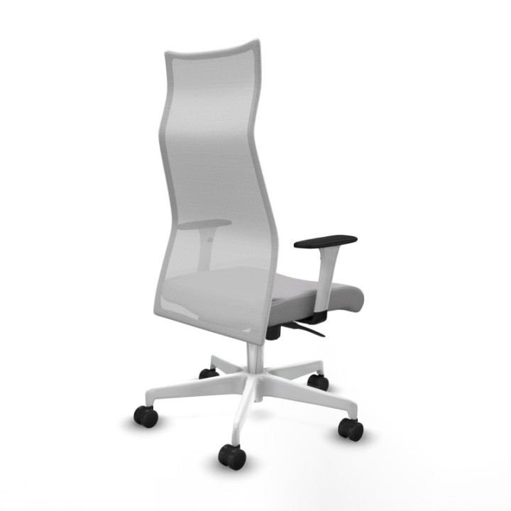 Albacete malla sincro malla blanca bali gris claro brazos blancos base blanca ruedas 65 mm nailon