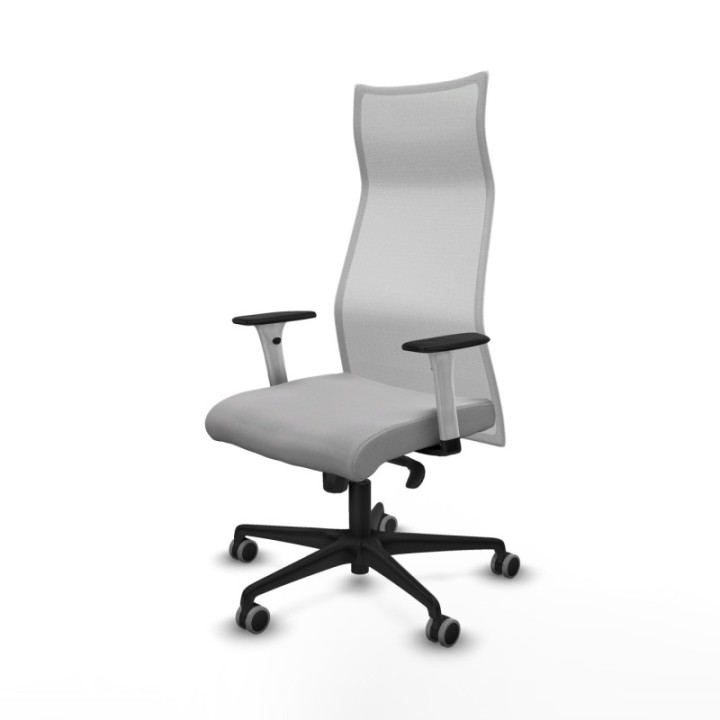 Albacete malla sincro malla blanca bali gris claro brazos blancos base nailon ruedas 65mm engomadas