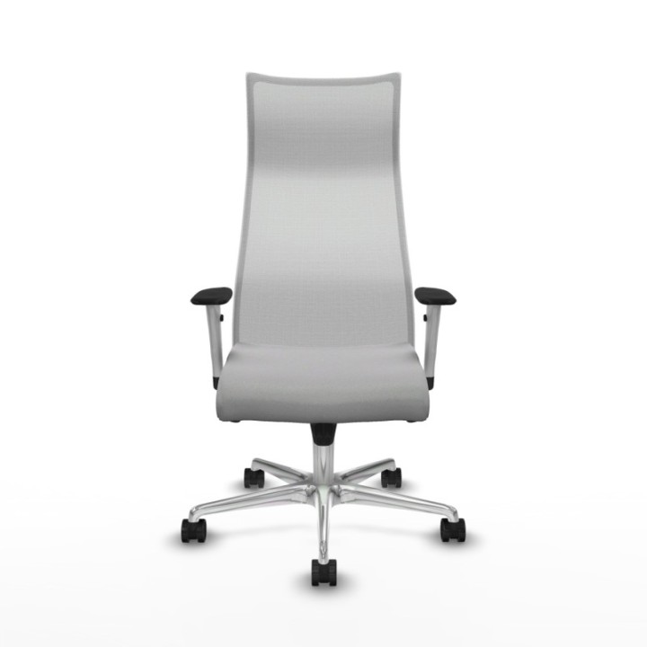 Albacete malla sincro malla blanca bali gris claro brazos blancos base aluminio ruedas 65 mm nailon