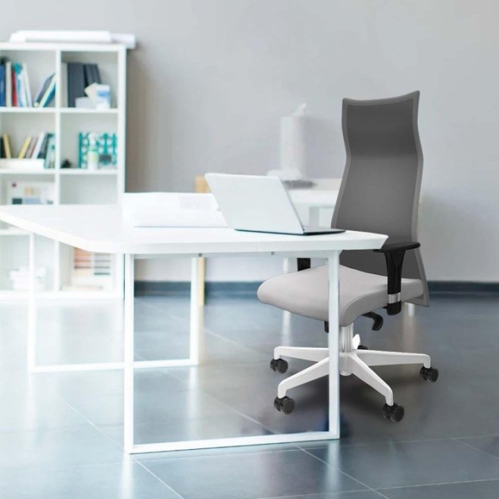 Albacete malla sincro malla blanca bali gris claro brazos 1D base blanca ruedas 65 mm nailon