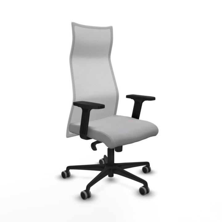 Albacete malla sincro malla blanca bali gris claro brazos 2D base nailon ruedas 65mm engomadas