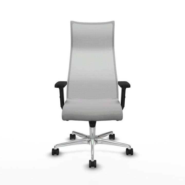 Albacete malla sincro malla blanca bali gris claro brazos 2D base aluminio ruedas 65 mm nailon