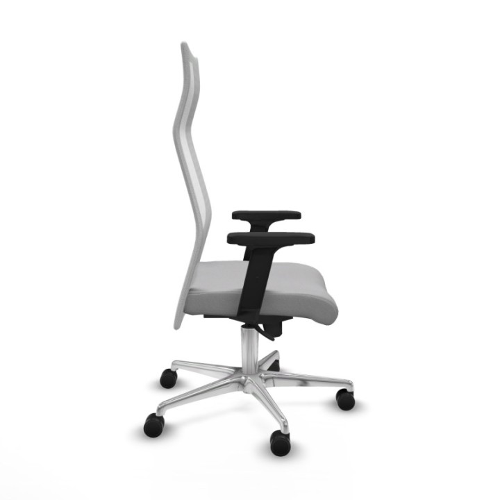 Albacete malla sincro malla blanca bali gris claro brazos 2D base aluminio ruedas 65 mm nailon