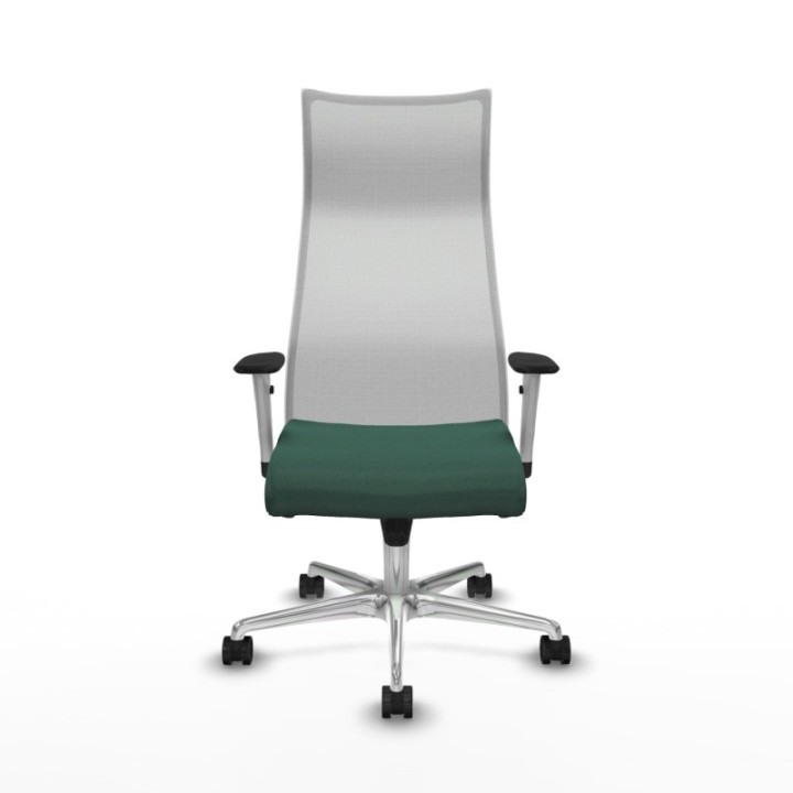 Albacete malla sincro malla blanca bali verde botella brazos blancos base aluminio ruedas 65 mm nailon