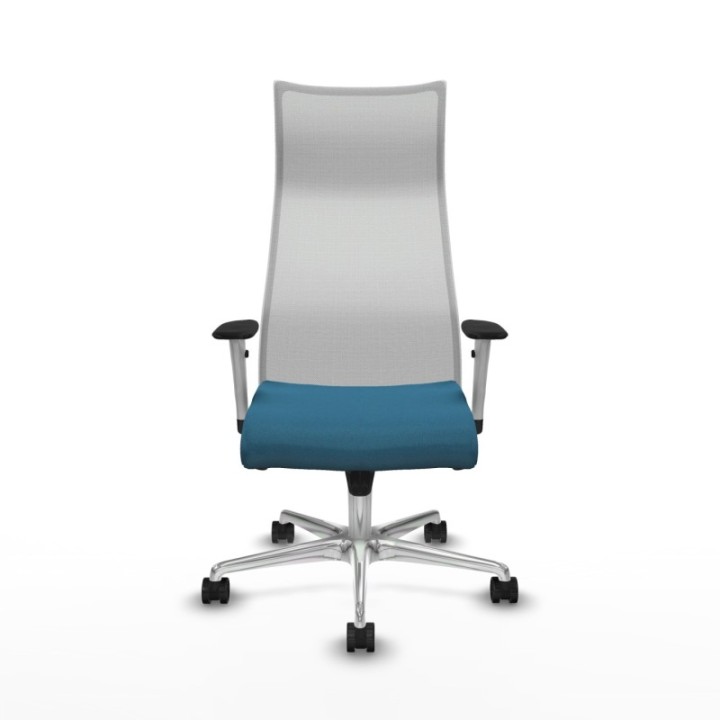 Albacete malla sincro malla blanca bali verde petroleo brazos blancos base aluminio ruedas 65 mm nailon