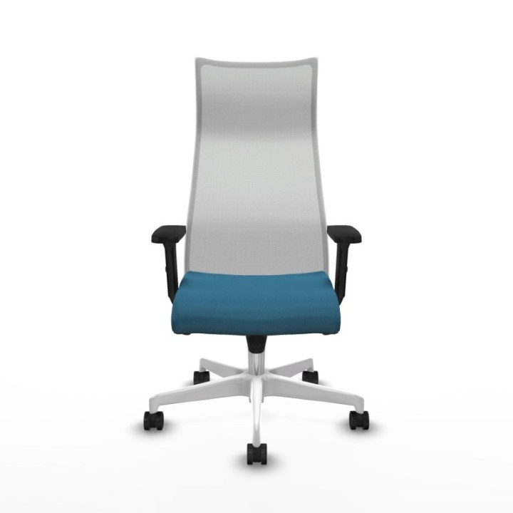 Albacete malla sincro malla blanca bali verde petroleo brazos 2D base blanca ruedas 65 mm nailon