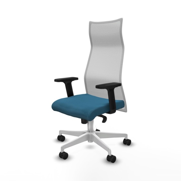 Albacete malla sincro malla blanca bali verde petroleo brazos 2D base blanca ruedas 65 mm nailon