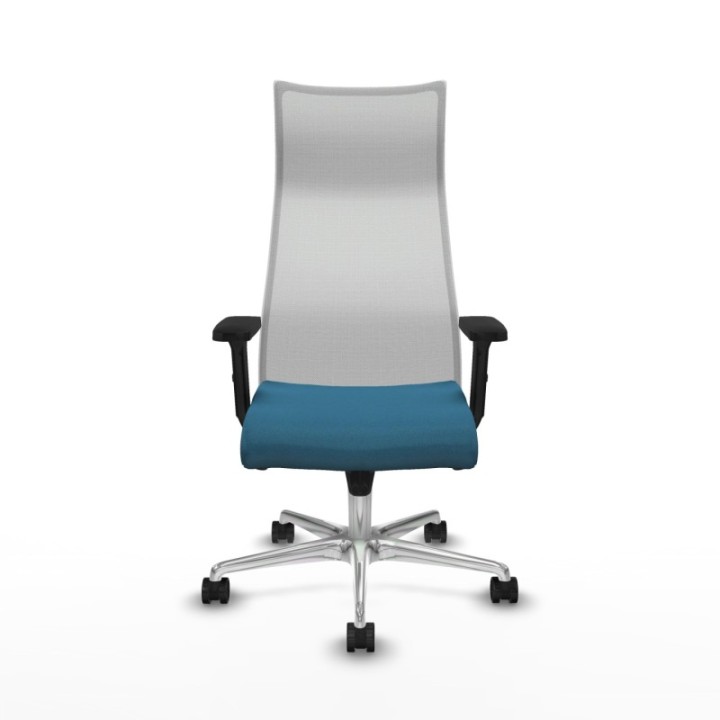 Albacete malla sincro malla blanca bali verde petroleo brazos 2D base aluminio ruedas 65 mm nailon