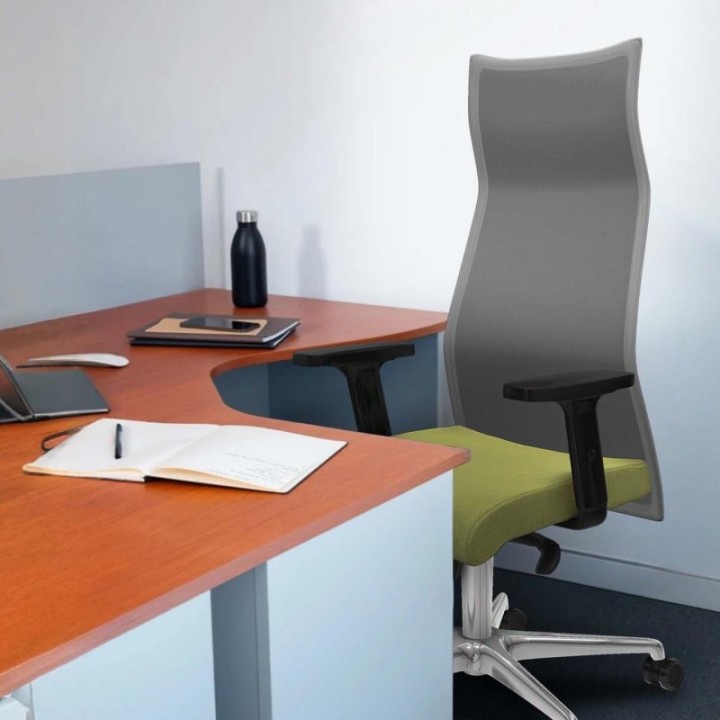 Albacete malla sincro malla blanca bali verde petroleo brazos 2D base aluminio ruedas 65 mm nailon