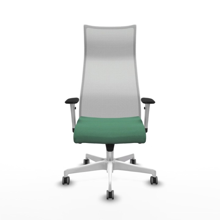 Albacete malla sincro malla blanca bali verde esmeralda brazos blancos base blanca ruedas 65mm engomadas