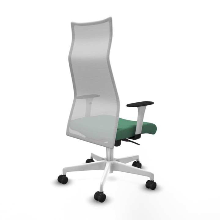 Albacete malla sincro malla blanca bali verde esmeralda brazos blancos base blanca ruedas 65 mm nailon