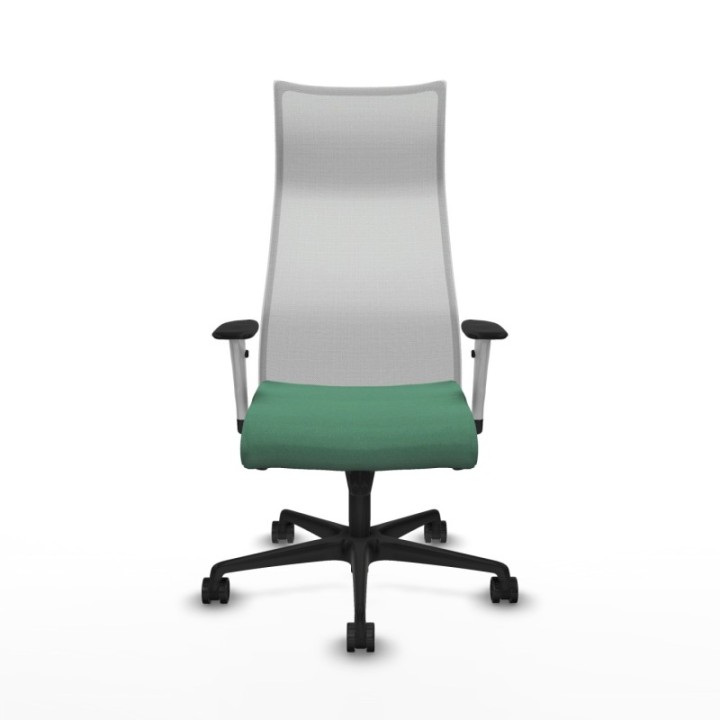 Albacete malla sincro malla blanca bali verde esmeralda brazos blancos base nailon ruedas 65 mm nailon