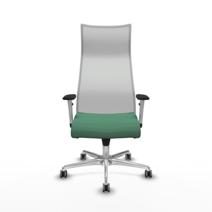 Albacete malla sincro malla blanca bali verde esmeralda brazos blancos base aluminio ruedas 65mm engomadas