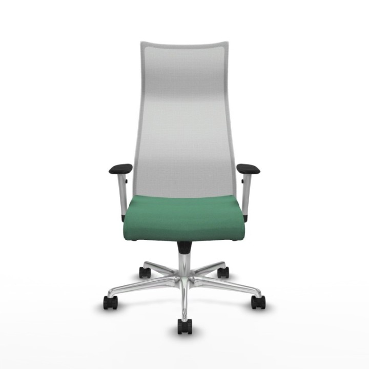 Albacete malla sincro malla blanca bali verde esmeralda brazos blancos base aluminio ruedas 65 mm nailon