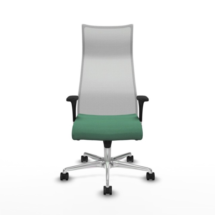 Albacete malla sincro malla blanca bali verde esmeralda brazos 1D base aluminio ruedas 65 mm nailon