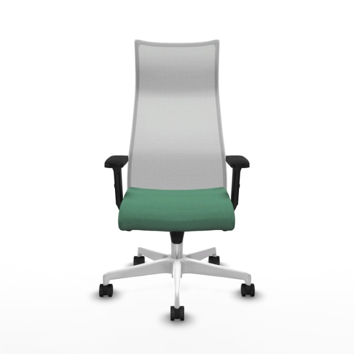 Albacete malla sincro malla blanca bali verde esmeralda brazos 2D base blanca ruedas 65 mm nailon