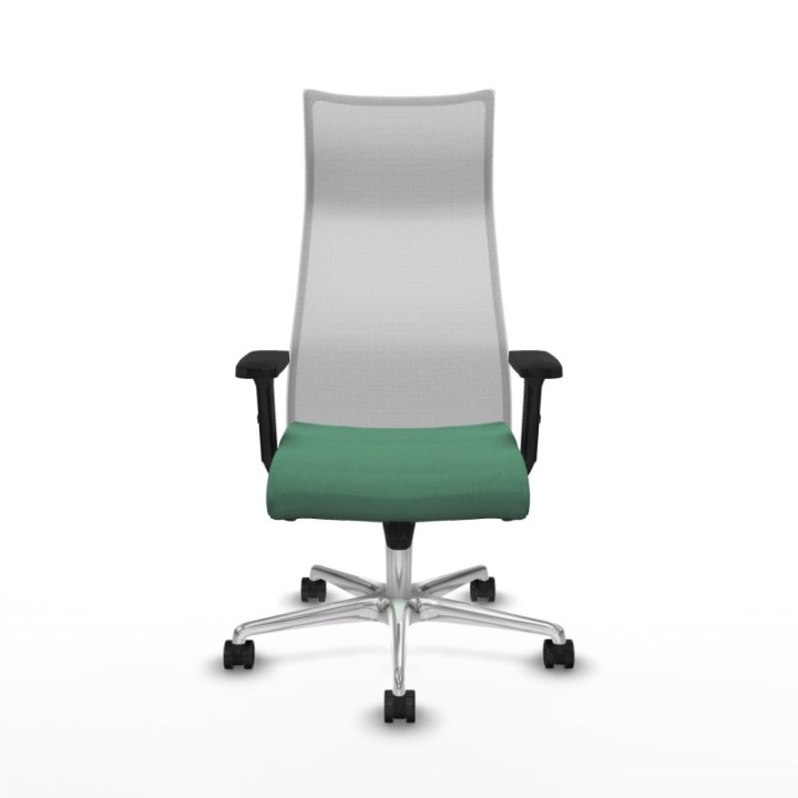 Albacete malla sincro malla blanca bali verde esmeralda brazos 2D base aluminio ruedas 65 mm nailon