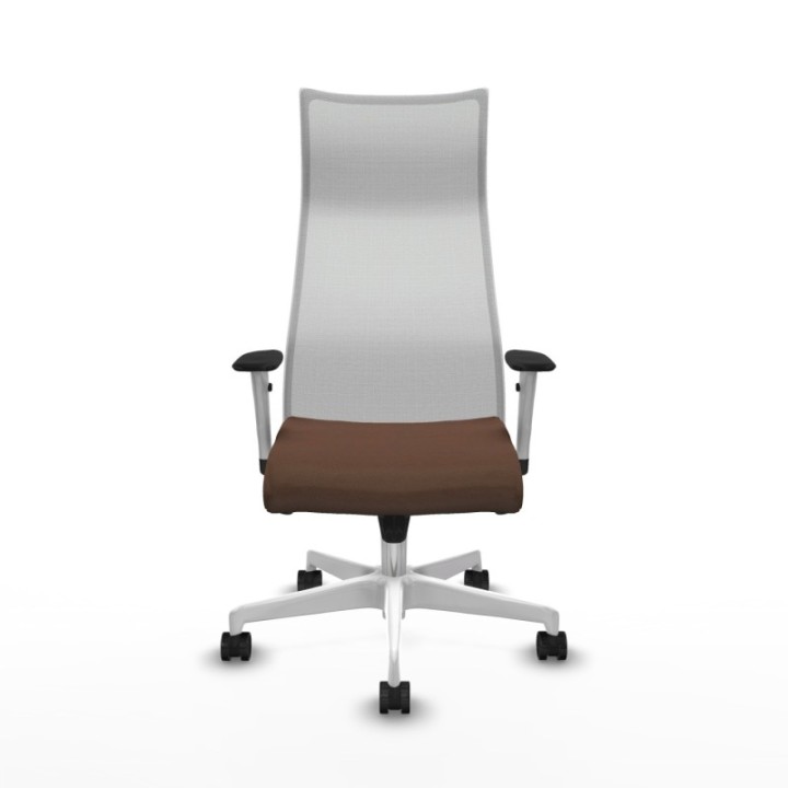 Albacete malla sincro malla blanca bali marrón oscuro brazos blancos base blanca ruedas 65 mm nailon