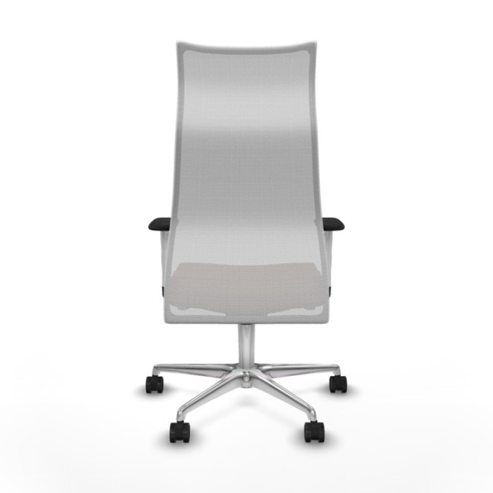 Albacete malla sincro malla blanca bali marrón oscuro brazos blancos base aluminio ruedas 65 mm nailon