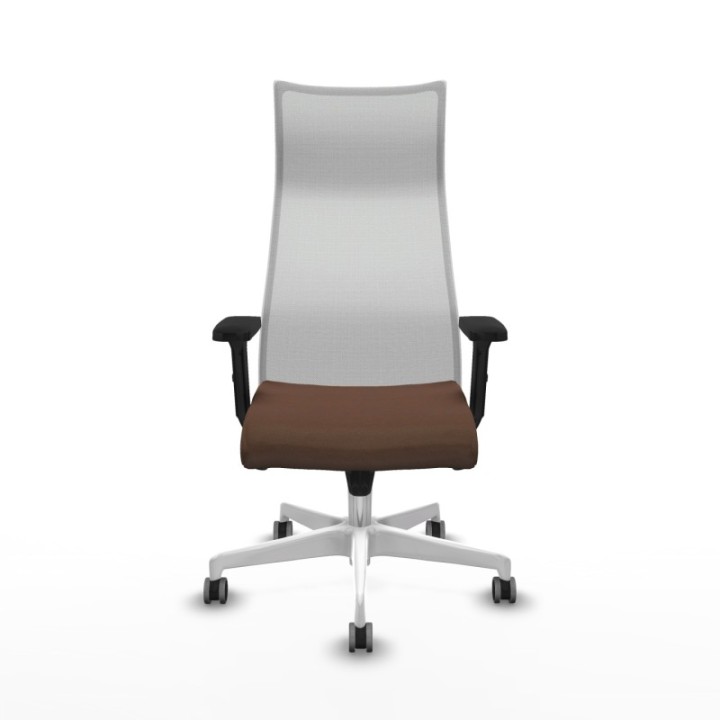 Albacete malla sincro malla blanca bali marrón oscuro brazos 2D base blanca ruedas 65mm engomadas