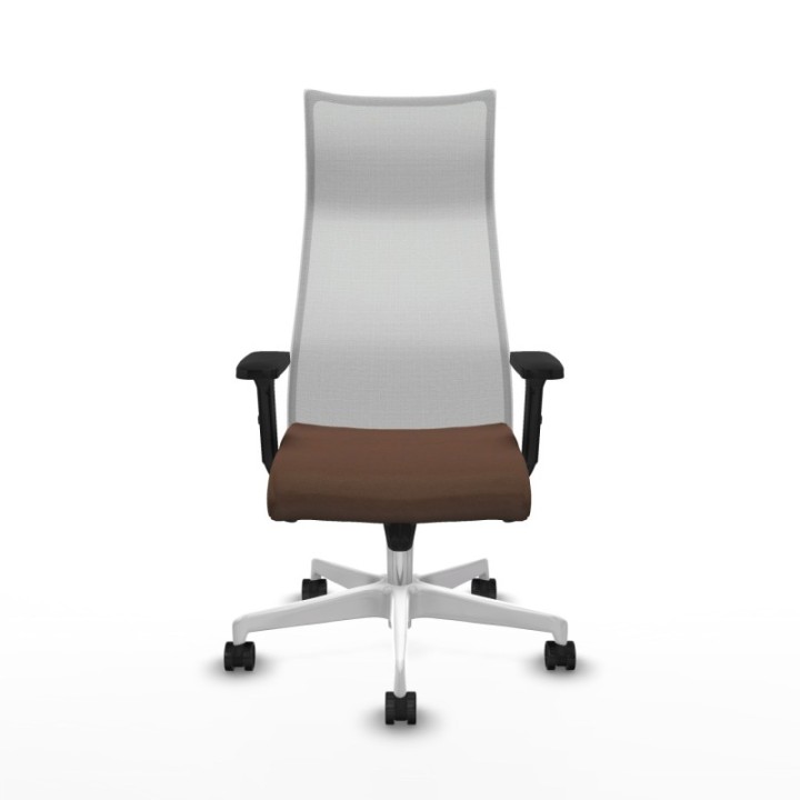 Albacete malla sincro malla blanca bali marrón oscuro brazos 2D base blanca ruedas 65 mm nailon