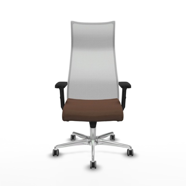 Albacete malla sincro malla blanca bali marrón oscuro brazos 2D base aluminio ruedas 65mm engomadas