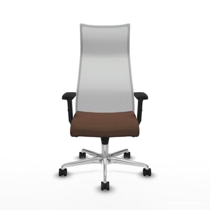 Albacete malla sincro malla blanca bali marrón oscuro brazos 2D base aluminio ruedas 65 mm nailon