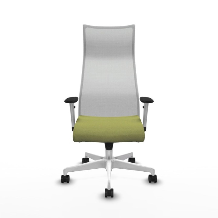 Albacete malla sincro malla blanca bali verde oliva brazos blancos base blanca ruedas 65 mm nailon