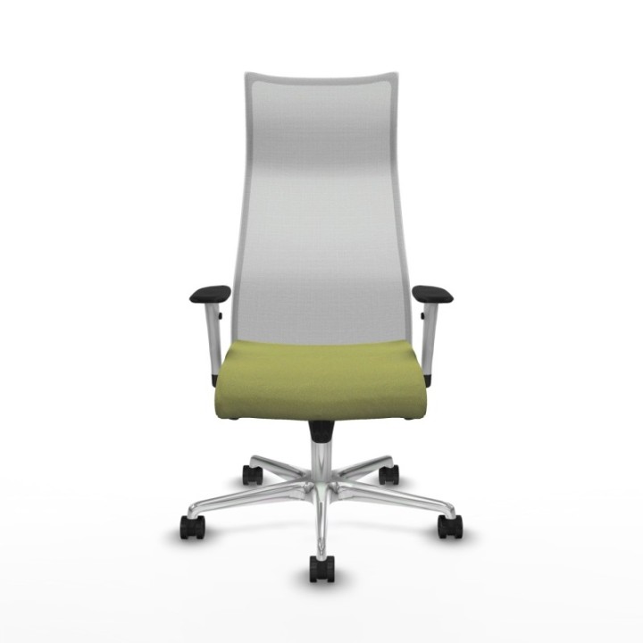 Albacete malla sincro malla blanca bali verde oliva brazos blancos base aluminio ruedas 65 mm nailon