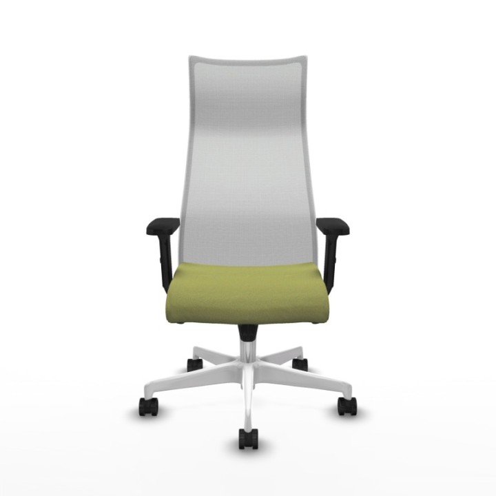 Albacete malla sincro malla blanca bali verde oliva brazos 2D base blanca ruedas 65 mm nailon