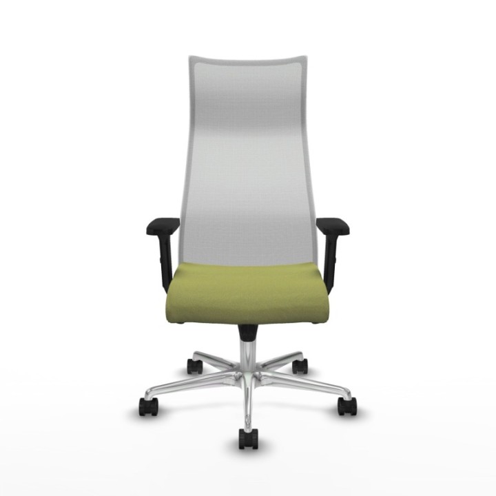 Albacete malla sincro malla blanca bali verde oliva brazos 2D base aluminio ruedas 65 mm nailon