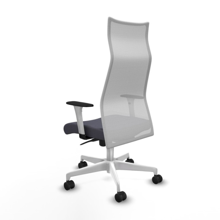 Albacete malla sincro malla blanca bali gris oscuro brazos blancos base blanca ruedas 65 mm nailon