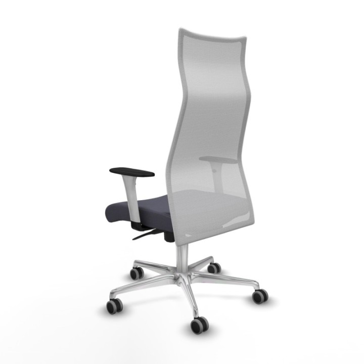 Albacete malla sincro malla blanca bali gris oscuro brazos blancos base aluminio ruedas 65mm engomadas