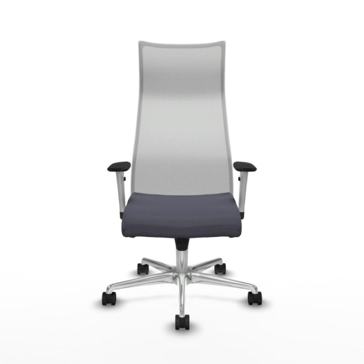 Albacete malla sincro malla blanca bali gris oscuro brazos blancos base aluminio ruedas 65 mm nailon