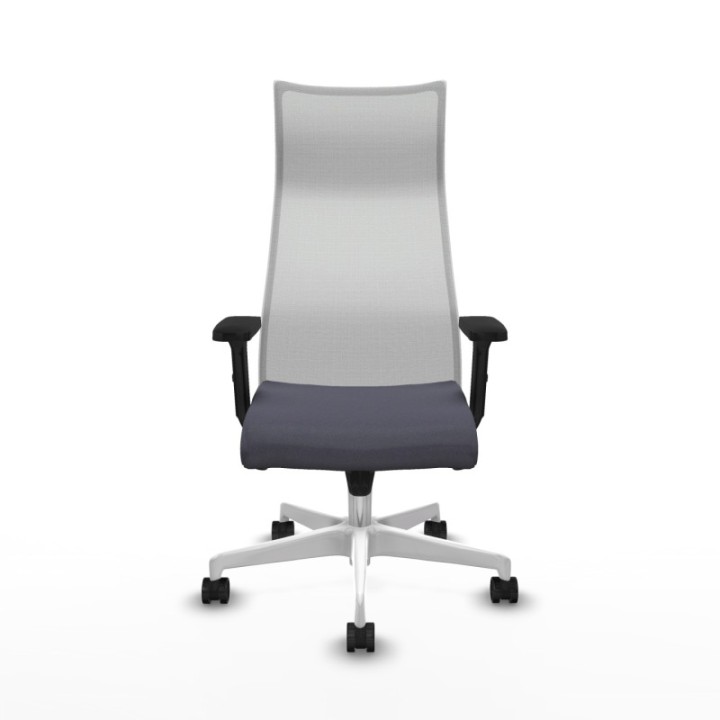 Albacete malla sincro malla blanca bali gris oscuro brazos 2D base blanca ruedas 65 mm nailon