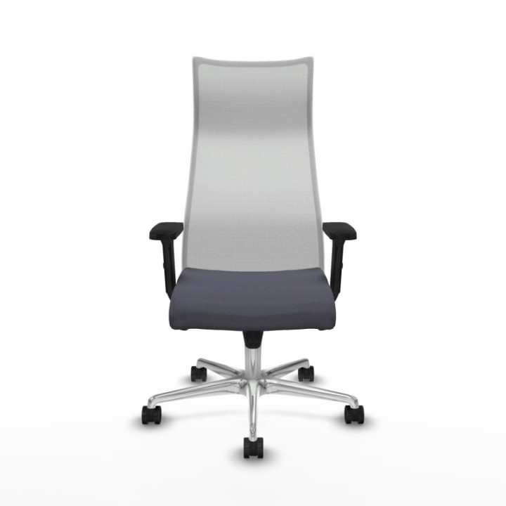 Albacete malla sincro malla blanca bali gris oscuro brazos 2D base aluminio ruedas 65 mm nailon