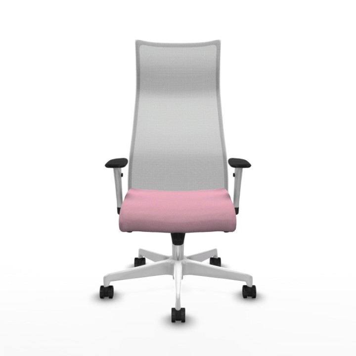 Albacete malla sincro malla blanca bali rosa brazos blancos base blanca ruedas 65 mm nailon