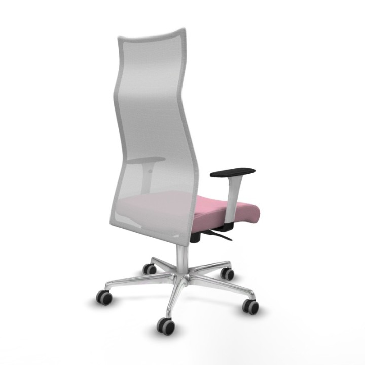 Albacete malla sincro malla blanca bali rosa brazos blancos base aluminio ruedas 65mm engomadas