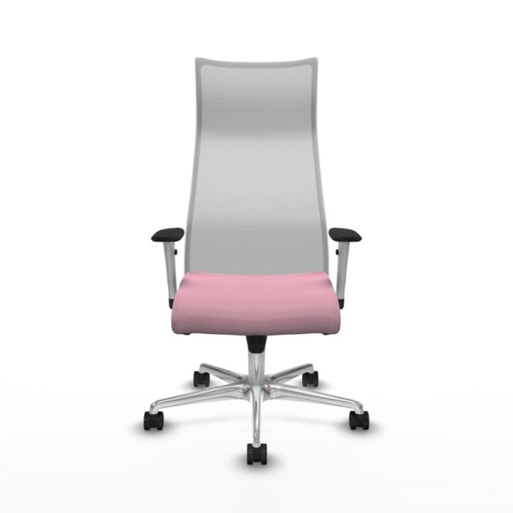 Albacete malla sincro malla blanca bali rosa brazos blancos base aluminio ruedas 65 mm nailon