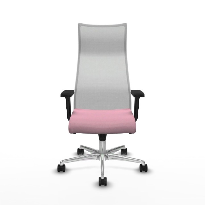 Albacete malla sincro malla blanca bali rosa brazos 2D base aluminio ruedas 65 mm nailon