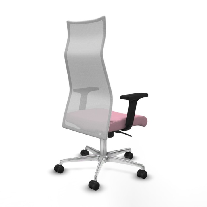 Albacete malla sincro malla blanca bali rosa brazos 2D base aluminio ruedas 65 mm nailon