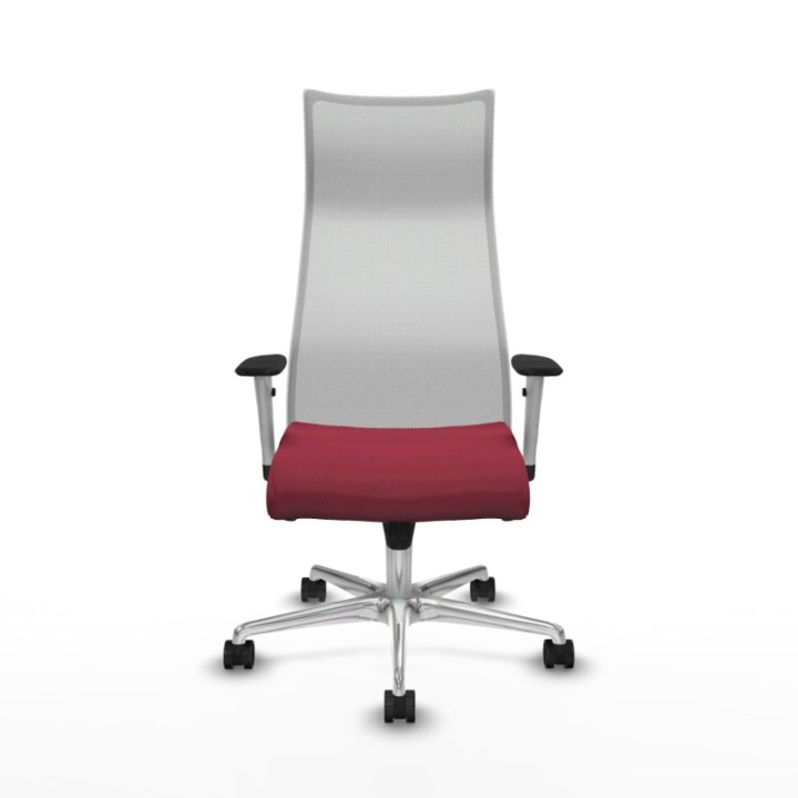 Albacete malla sincro malla blanca bali granate brazos blancos base aluminio ruedas 65 mm nailon